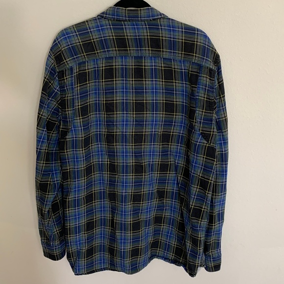 SOLD!Vans Off the Wall Blue Green Flannel Shirt XL - Picture 2 of 8